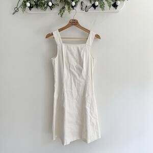 Theory Ivory Linen Blend Square Neck Sun Dress Size 2 AP